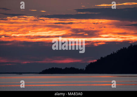 Sonnenuntergang über agawa Bay, Lake Superior Provincial Park, Ontario, Kanada. Stockfoto