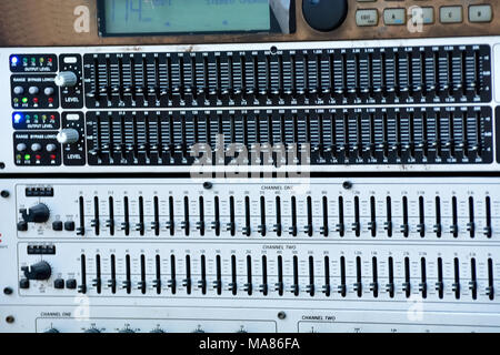 Close-up sound recording Audio Mixer Stockfoto