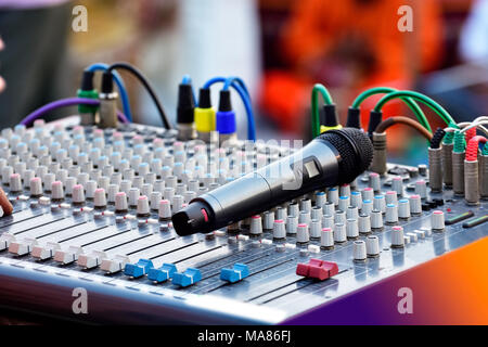 Close-up sound recording Audio Mixer Stockfoto
