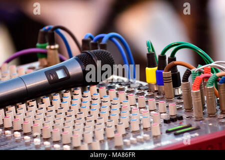 Close-up sound recording Audio Mixer Stockfoto