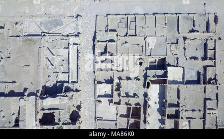 Luftaufnahmen der antike Überreste der Küstenstadt Caesarea, unter Herodes dem Großen während 22 - 10 v. Chr. erbaut Stockfoto