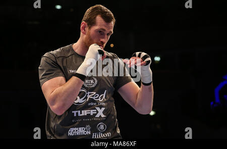 03-28-2018, St Davids Hall, Cardiff. David Preis Liverpool während des Trainings Pubic der Anthony Josua V Joseph Parker Unified Welt Stockfoto