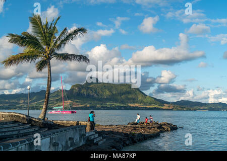 Blick vom Pointe des Régates in den Lion Mountain, Mahebourg, Grand Port, Mauritius, Afrika, | Blick von Pointe des Régates zu Lion Mountain, Mahe Stockfoto