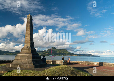 Grand Port Schlacht Denkmal an der Pointe des Régates in Mahebourg, Grand Port, Mauritius, Afrika, | Grand Port Schlacht Denkmal an der Pointe de Régate Stockfoto