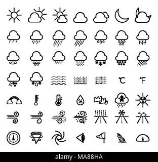 Wettervorhersage Zeile für Symbole gesetzt. Niederschlag symbol Sammlung Stock Vektor