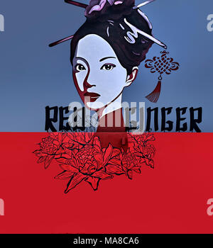 Wandkunst Illustration. Orientalische Frau. Traditionelle Japanische Frau. Stockfoto