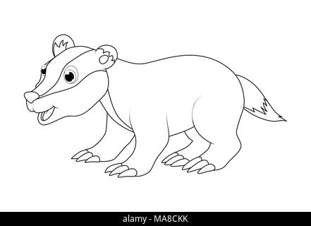 Cartoon badger Umrisse auf weißem Hintergrund Stock Vektor