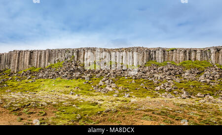 Gerduberg dolerit Klippen basalt Rock Formation, Snaefellsnes, Hnappadalur Tal, Island Stockfoto