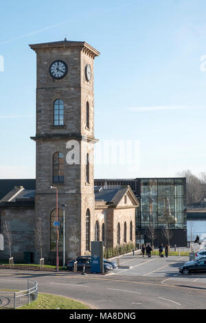 Die Clydeside Brennerei, im Pumpenhaus, Queens Dock am nördlichen Ufer des Flusses Clyde in Glasgow, Schottland, Großbritannien Stockfoto