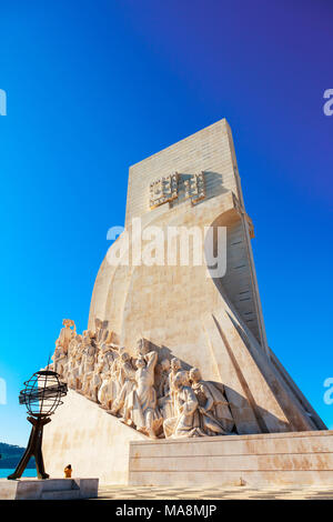 Detail der berühmten Monument der Entdeckungen in Belém von Lissabon, Portugal. Stockfoto