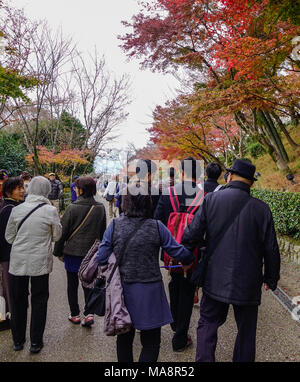 Kyoto, Japan - 29.November 2016. Menschen zu Fuß im Herbst Garten der Pagode in Kyoto, Japan. Stockfoto