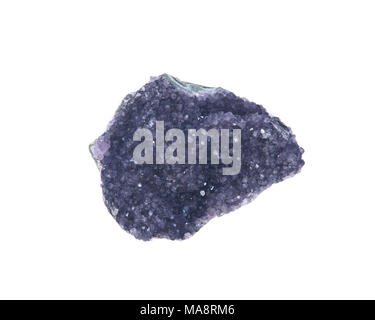 Amethyst Drusen Cluster aus Madagaskar auf weißem Hintergrund Stockfoto