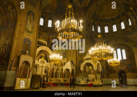 Im Inneren der Kathedrale Saint Alexandar Nevski in Sofia, Bulgarien. Stockfoto