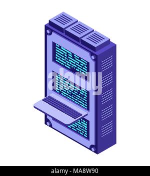 Server. Data Center isometrische Stil. Internet Industrie. Datenübertragung und Schutz von Daten. Lagerung und Ansammlung von Informationen. Stock Vektor