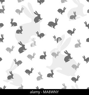Hase Kaninchen Ostereiersuche Vorbereitung, eine Last von niedlichen Hasen Eier auf einer grünen Wiese, auf den Betrachter wie Sie sind gesprengt, glatt Geheimnis, nahtlose Muster, Hintergrund Textur suchen Stock Vektor