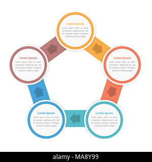 Kreis Diagramm Infografik Vorlage mit fünf Schritte und Optionen, Workflow, Prozess, Vector EPS 10 Abbildung Stockfoto