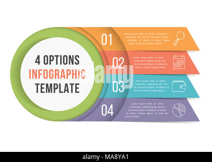 Infografik Vorlage mit vier Schritte und Optionen, Workflow, Prozessdiagramm, Vector EPS 10 Abbildung Stockfoto