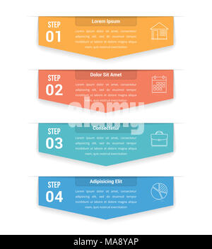 Infografik Vorlage mit Pfeilen mit vier Schritte und Optionen, Workflow, Prozessdiagramm, Vector EPS 10 Abbildung Stockfoto