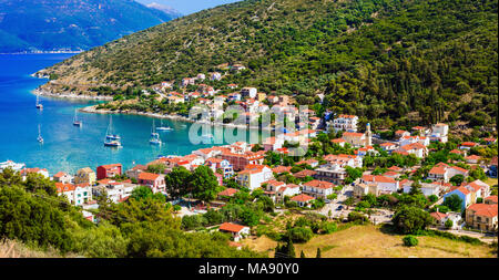 Schönen Dorf Agia Efimia, Panoramaaussicht, Kefalonia, Griechenland. Stockfoto