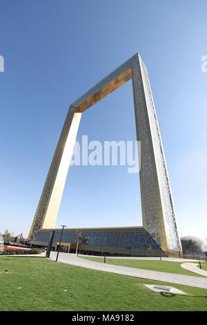 Dubai, Vereinigte Arabische Emirate. März 2018. Blick auf den Dubai Frame Stockfoto