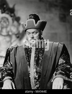 Orson Welles, auf Portrait - Werbung für den Film "Die Tartaren', MGM, 1961 Stockfoto