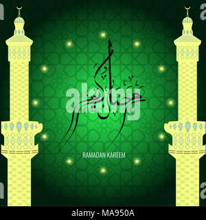 Ramadan Kareem Broschüren Flyer Grußkarten poster Design. Die arabische Schrift ist - Ramadan Kareem. Illustrierte Vektor. Ramadan Kalligraphie und Hintergrund d Stock Vektor