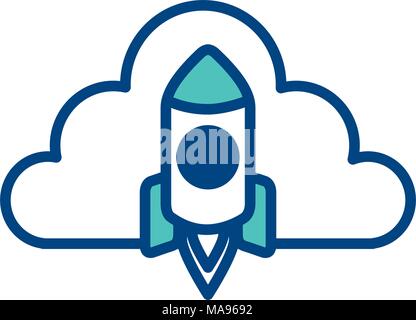 Cloud Storage Technologie Rakete starten Stock Vektor