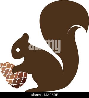 Eichhörnchen mit einem Tannenzapfen. Vector Illustration Stock Vektor