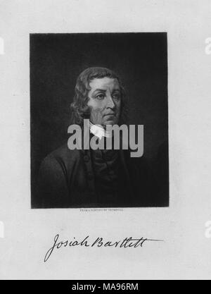 Graviert Portrait von Josiah Bartlett (b, 1790. 1729, d. 1795), New-Hampshire Delegierter bei der Ersten und Zweiten konstitutionellen Kongress, Unterzeichner der Unabhängigkeitserklärung, und Gouverneur von New Hampshire zwischen 1790 und 1794. Von der New York Public Library. () Stockfoto