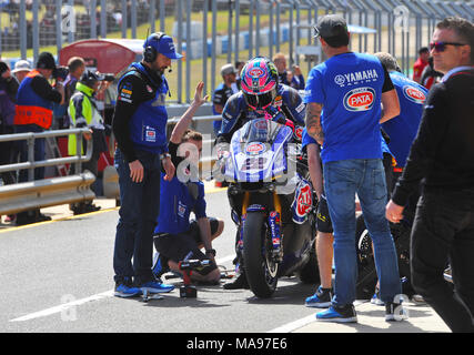 Marco Melandri gewann beide Rennen in der öffnung, die von der World Superbike Championship 2018 auf Phillip Island mit: Alex Lowes Wo: Melbourne, Australien, wenn: 25 Feb 2018 Credit: WENN.com Stockfoto