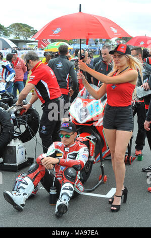 Marco Melandri gewann beide Rennen in der öffnung, die von der World Superbike Championship 2018 auf Phillip Island bietet: Ayrton Badovini Wo: Melbourne, Australien, wenn: 25 Feb 2018 Credit: WENN.com Stockfoto