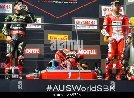 Marco Melandri gewann beide Rennen in der öffnung, die von der World Superbike Championship 2018 auf Phillip Island mit: Marco Melandri Wo: Melbourne, Australien, wenn: 25 Feb 2018 Credit: WENN.com Stockfoto