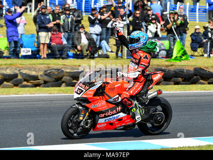 Marco Melandri gewann beide Rennen in der öffnung, die von der World Superbike Championship 2018 auf Phillip Island mit: Marco Melandri Wo: Melbourne, Australien, wenn: 25 Feb 2018 Credit: WENN.com Stockfoto