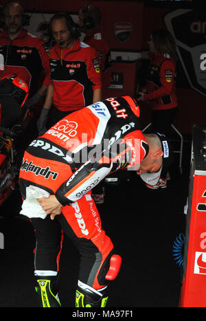 Marco Melandri gewann beide Rennen in der öffnung, die von der World Superbike Championship 2018 auf Phillip Island mit: Marco Melandri Wo: Melbourne, Australien, wenn: 25 Feb 2018 Credit: WENN.com Stockfoto