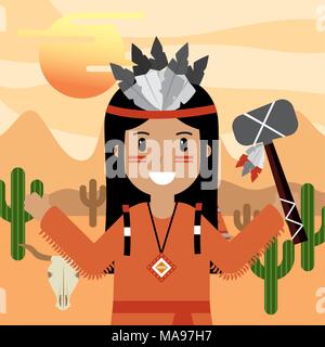 Indianer Cartoon Stock Vektor