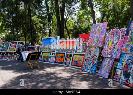 Kunst verkauft in der Plaza San Jacinto im San Angel Nachbarschaft von Mexiko-Stadt, Mexiko Stockfoto