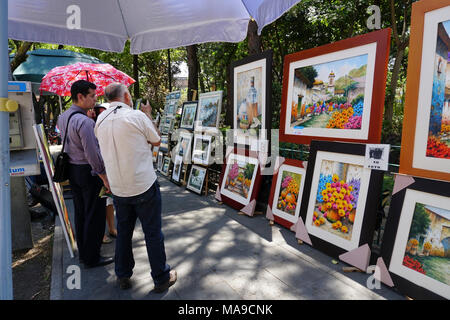 Kunst verkauft in der Plaza San Jacinto im San Angel Nachbarschaft von Mexiko-Stadt, Mexiko Stockfoto