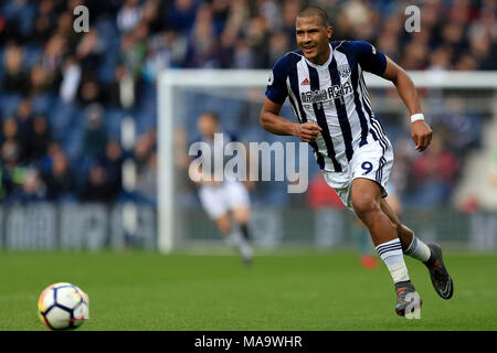 West Bromwich, UK, 31. März 2018. Jose Salomon Rondon von West Bromwich Albion in Aktion. Premier League match, West Bromwich Albion v Burnley in West Bromwich Stadion in West Bromwich am Samstag, den 31. März 2018. Dieses Bild darf nur für redaktionelle Zwecke verwendet werden. Nur die redaktionelle Nutzung, eine Lizenz für die gewerbliche Nutzung erforderlich. Keine Verwendung in Wetten, Spiele oder einer einzelnen Verein/Liga/player Publikationen. Pic von Paul Roberts/Andrew Orchard sport Fotografie/Alamy leben Nachrichten Stockfoto