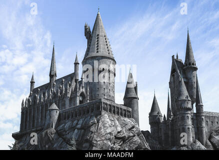 Los Angeles, Kalifornien, USA - 28. März 2018: Hogwarts Schloss, der Zauberer Welt von Harry Potter in den Universal Studios Hollywood in Los Angeles, CA Stockfoto