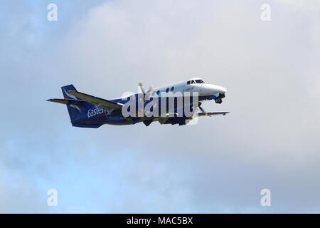 G-MAJU, BAe Jetstream 41 von Eastern Airways, über die vom Internationalen Flughafen Prestwick, Ayrshire. Stockfoto