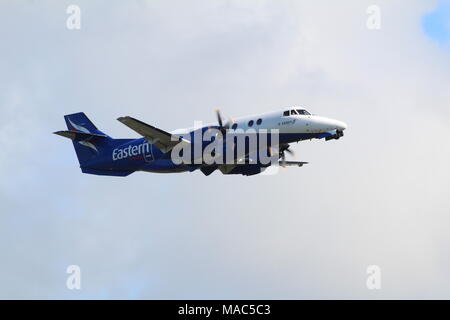 G-MAJU, BAe Jetstream 41 von Eastern Airways, über die vom Internationalen Flughafen Prestwick, Ayrshire. Stockfoto