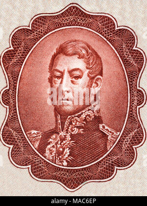 Allgemeine Jose de San Martin Portrait von argentinischen Geld Stockfoto