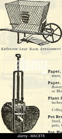 . Dreer Hochsommer Liste 1927. Leaf-Racks. Die Keystone Blatt Rack kann auf jeder Schubkarre mit abnehmbaren - in der Lage, Seiten verwendet werden. Aus verzinktem Draht auf einen Holzrahmen verschraubt, mit einer Kapazität von 10 Bushel ist es recht bequem, für das Sammeln von Blättern, Gras und Müll. Preis, nicht einschließlich schubkarre (nicht mailable) $ g00 Maulwurf Traps. Traps sind eine große Hilfe bei der Verhinderung der Zahn der Maulwürfe, die Zerstörer der schönen Rasen. Schroeter, $ 2,25, Paketpost, $ 2,50; Reddick, $ 1,25, paketpost 1 50 Moss, importierte Torf. Hervorragend für die Beleuchtung schwere Böden, während die Hinzufügung von einem Teil der Stockfoto