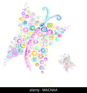 Lustige abstrakte Flying cartoon Schmetterlinge. Muster Butterfly. Cute cartoon bunte Schmetterling. Stockfoto