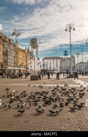 Schöne Aussicht auf den Hauptplatz von Zagreb Stockfoto