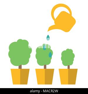 Gießkanne mit Blumen Vektor icon. Vektor flachbild Cartoon Illustration Icon Design Stock Vektor
