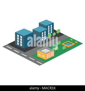 Vektor isometrische Symbol oder infografik Element, die Wohnviertel der Stadt Stock Vektor
