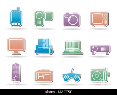 Hi-tech technische Ausrüstung Symbole - Vektor Icon Set Stock Vektor
