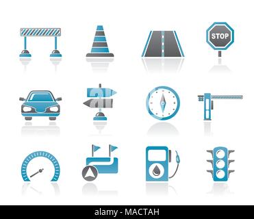 Straße, Navigation und Verkehr Symbole - Vektor Icon Set Stock Vektor