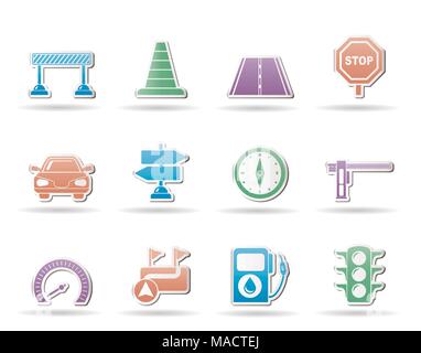 Straße, Navigation und Verkehr Symbole - Vektor Icon Set Stock Vektor